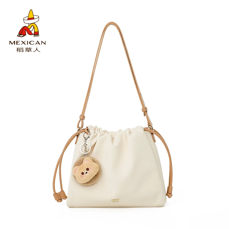 稻草人2025春夏新款单肩斜挎包抽绳韩版云朵包1