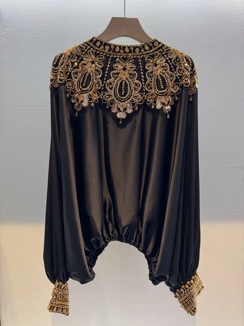 【HM005】时尚新款民族服饰蕾丝长袖连衣裙包邮进口气质礼服