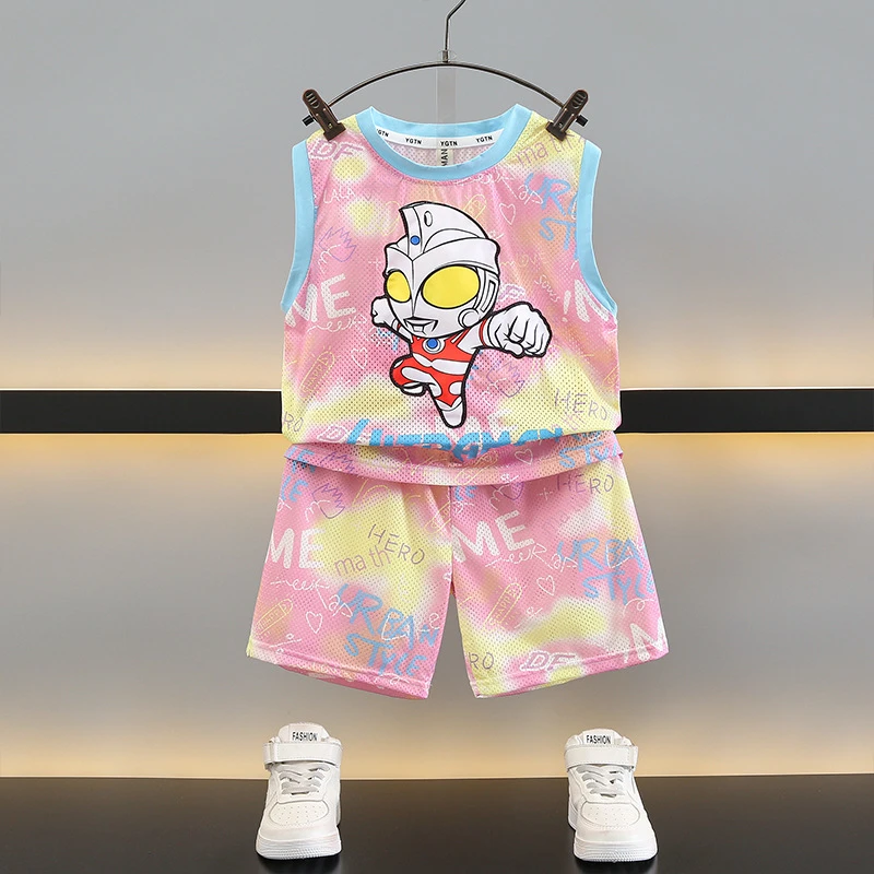 奥特曼衣服男童夏装无袖套装2025新款洋气宝宝夏季背心速干衣