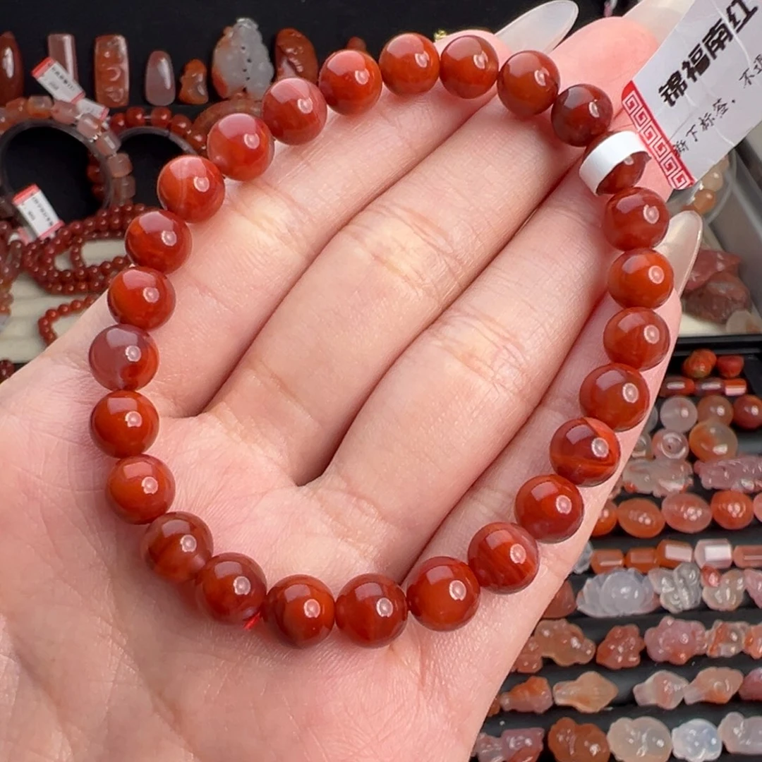 南红玛瑙未镶嵌颈饰火焰单圈卡7+