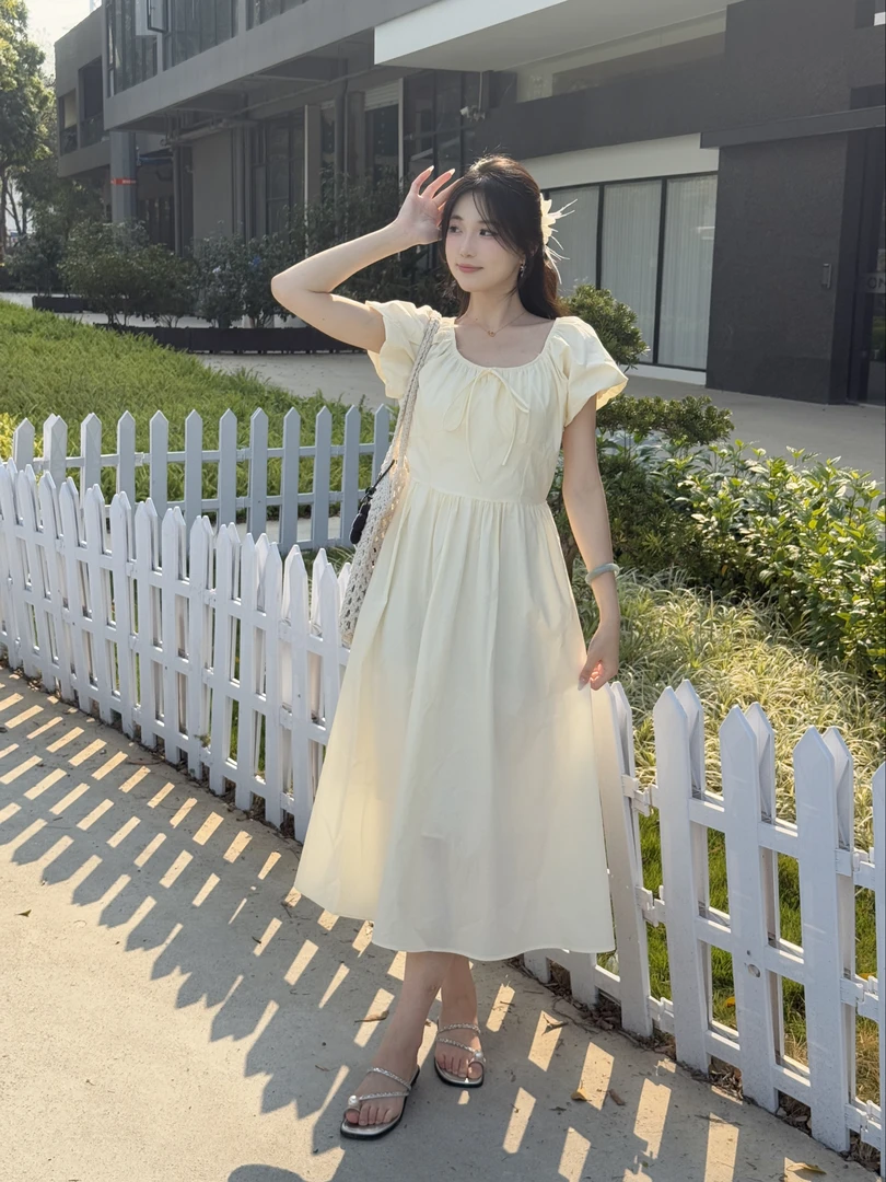 【编号A001-A045选这个链接】2025新款修身显瘦连衣裙女赫本风长裙