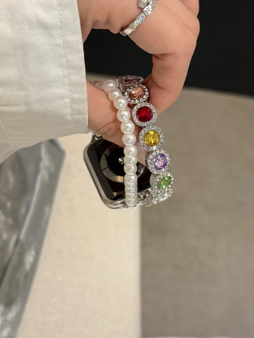 iwatchs10表带适用苹果手表9代7se彩钻金属gt4华为fit4/GT5手环10
