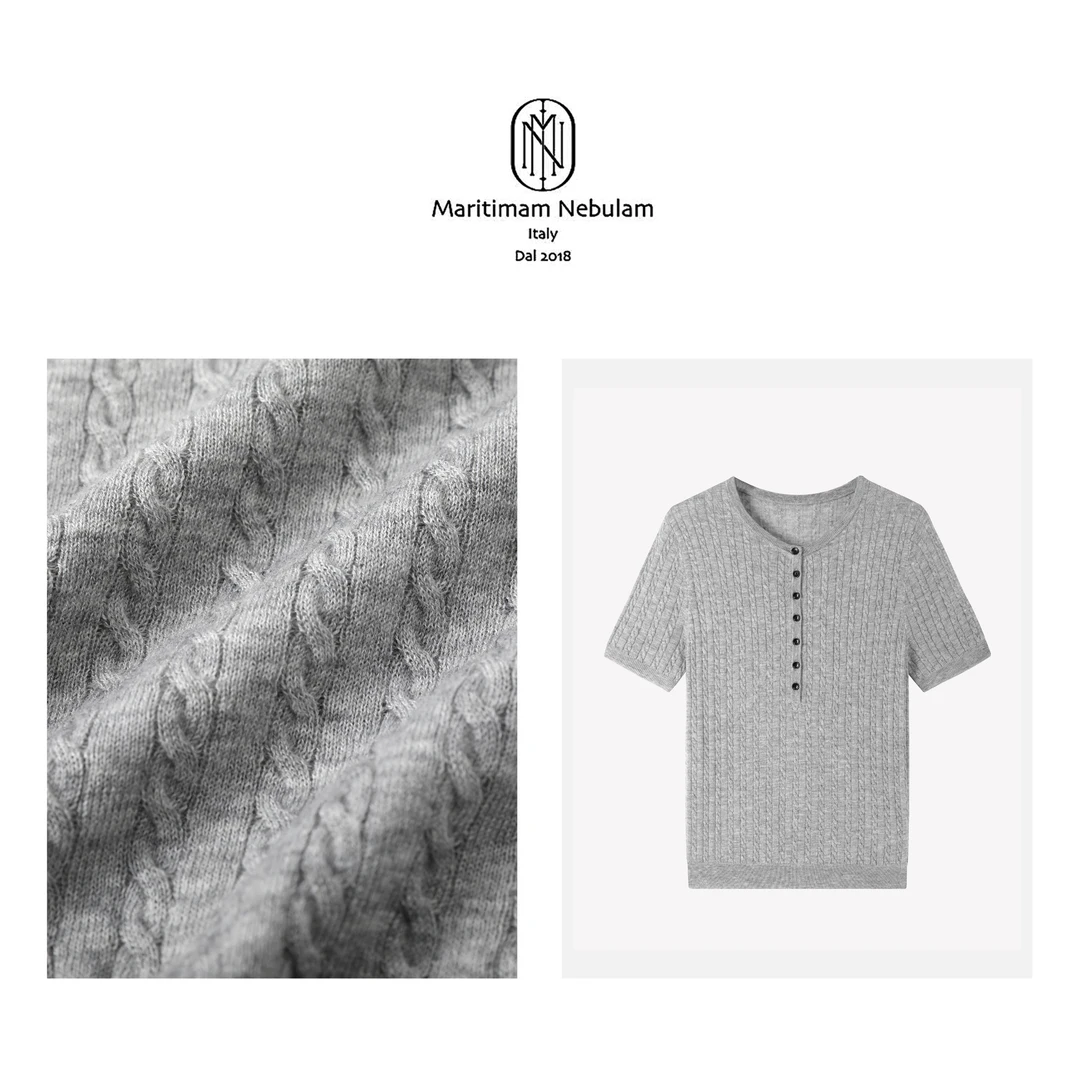 Maritimam Nebulam 老钱风绞花毛织短袖T恤 SZ2031