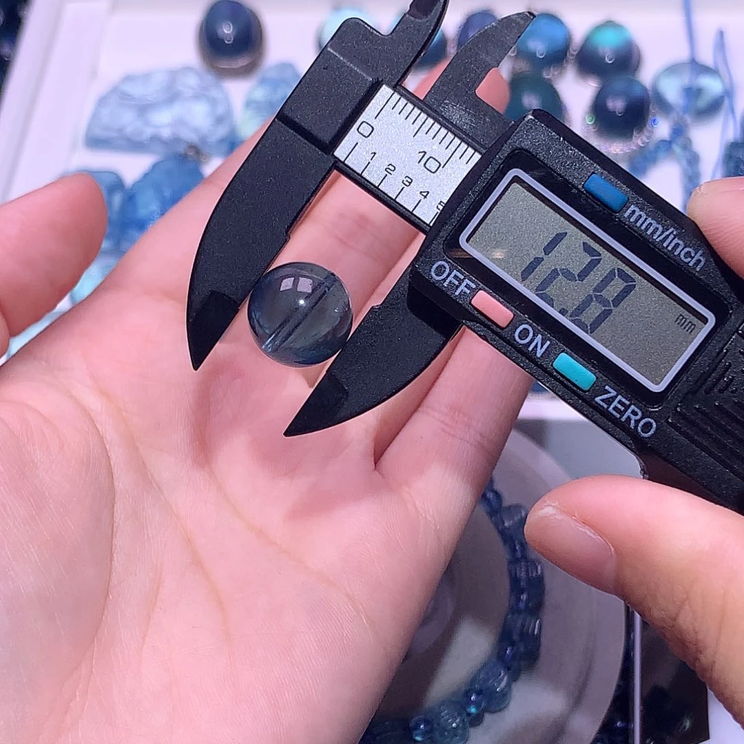 未镶嵌手串水晶超鬼蓝海蓝宝单珠12.8mm350元