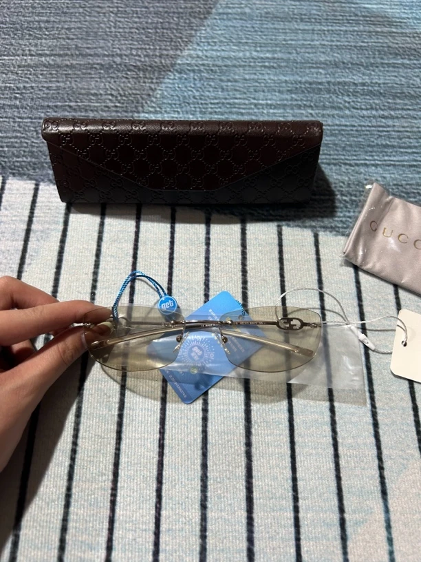 未使用 GUCCI/古驰 茶色无框墨镜