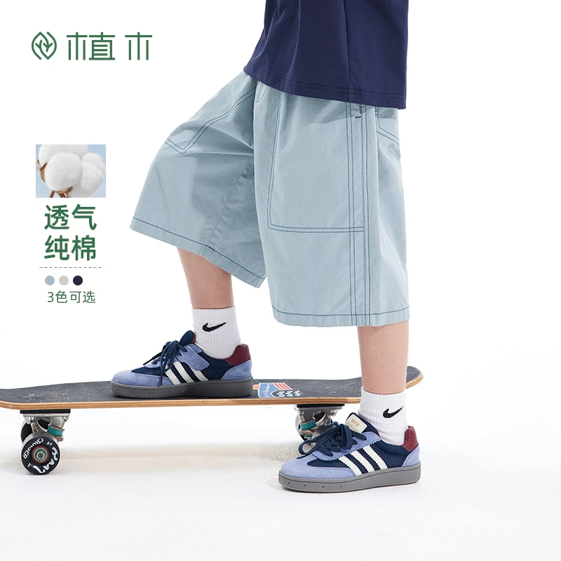 植木童装男童短裤2025夏季新款中大童透气休闲宽松短裤儿童裤子