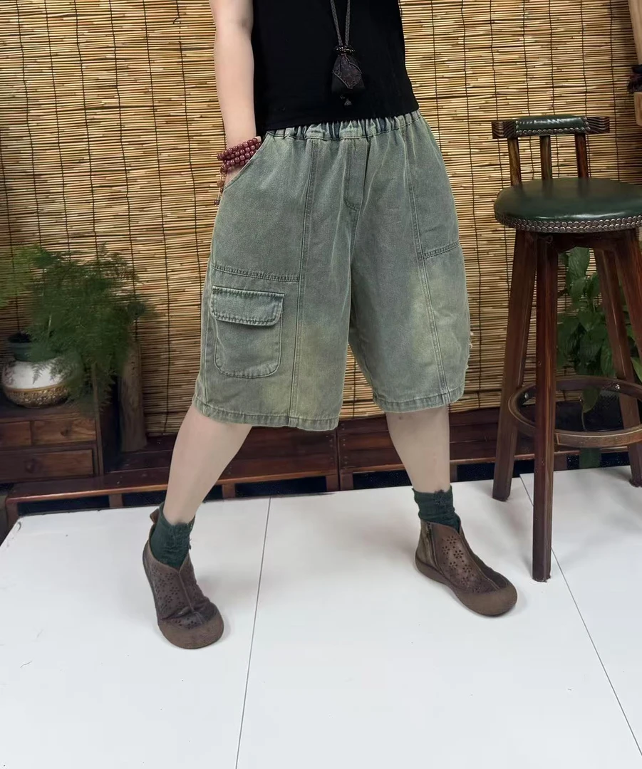 25988裤腿小口袋休闲牛仔裤（长60左右，90-160斤）