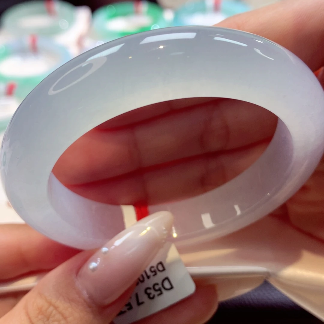 未镶嵌手镯翡翠超嫩白底透粉13号66