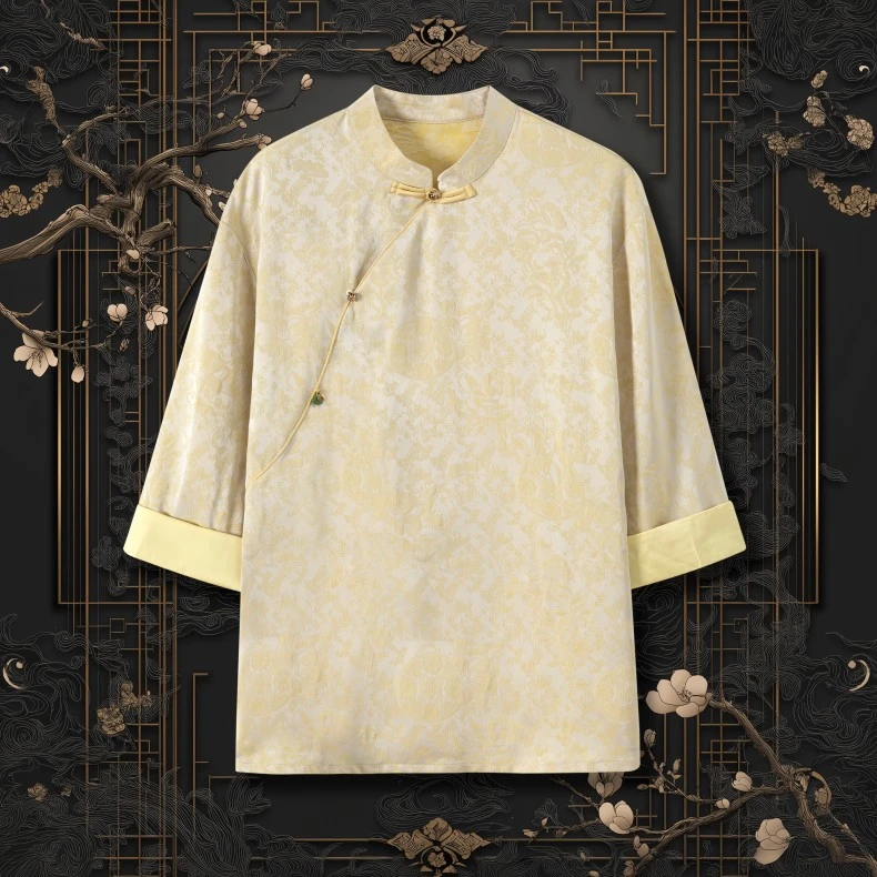 N9808斜襟印花撞色半袖