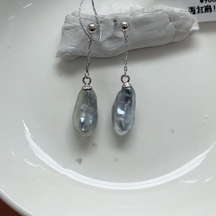 银S925镶嵌耳饰海水珍珠10号