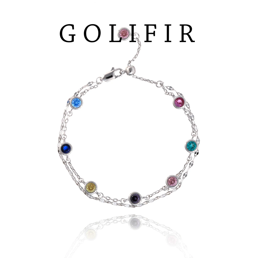 合金合成锆石手链 【GOLIFIR】 Rainbow 系列 多色锆石精致手链S100
