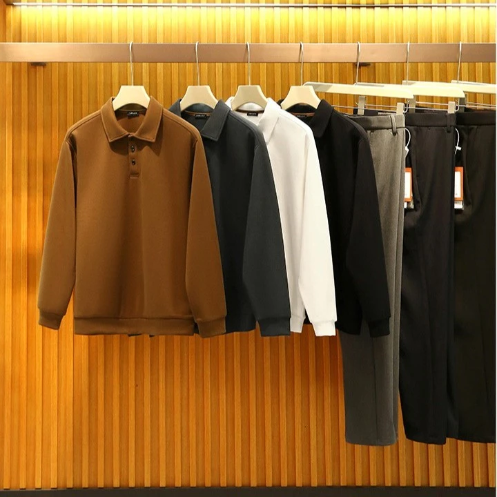 春秋款腔调！男士通勤休闲翻领打底舒适抗皱POLO长袖J加厚T桖