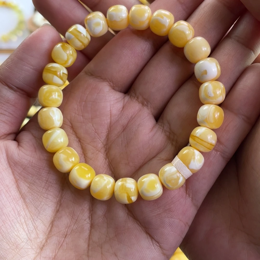 琥珀未镶嵌手链焦皮浓蜡瓷白花精工同料老型单圈VX175