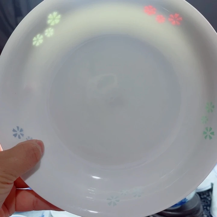 青花玲珑8寸窝盘三星花彩玲珑