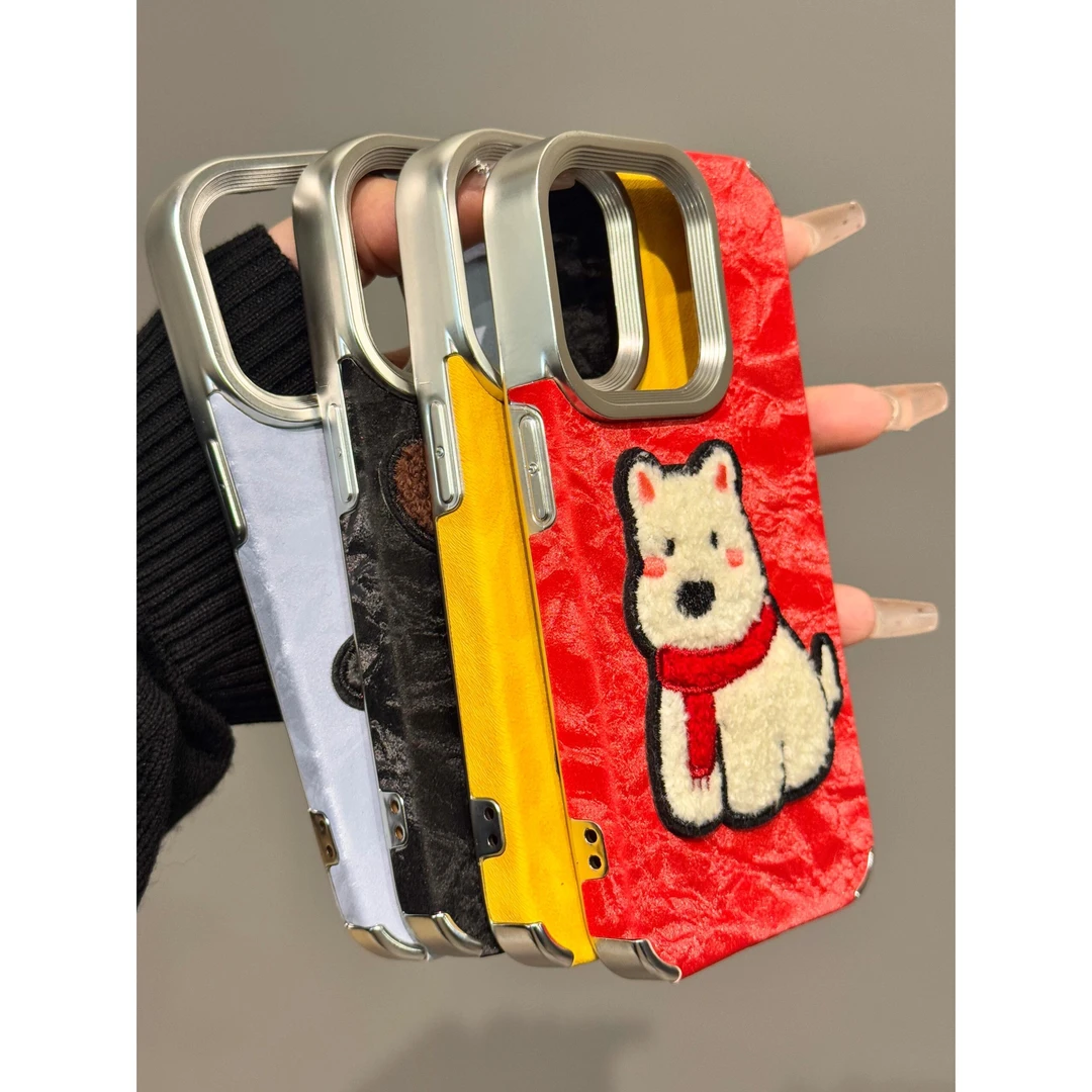 BANCA雪山纹刺绣西高地适用iPhone16promax苹果15手机壳14/13女12