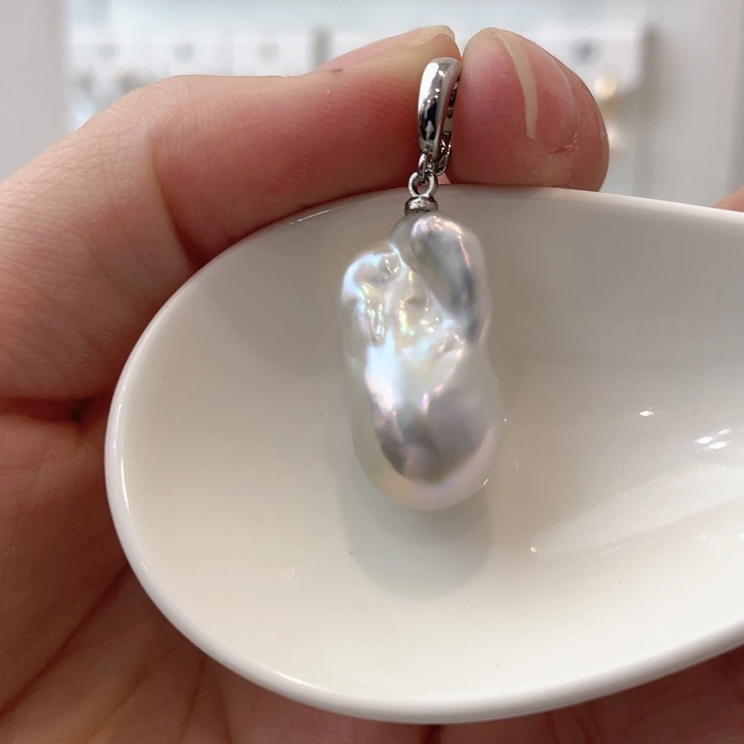淡水珍珠天然珍珠巴洛克银S925镶嵌