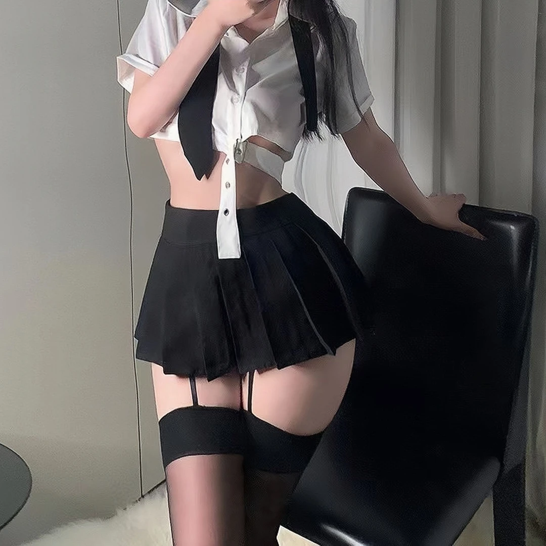 新款jk辣妹学院风黑色制服气质性感暗黑系纯欲风显瘦日系时尚家居