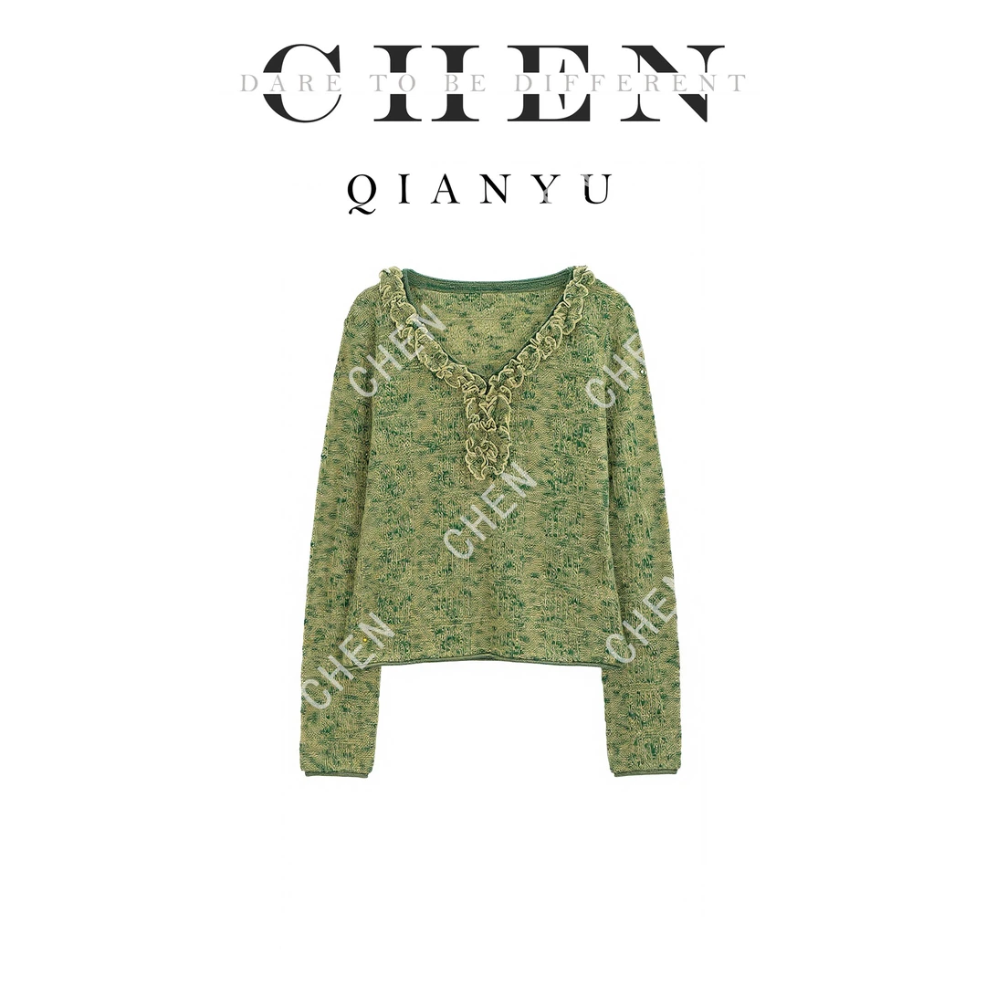 【陈陈私服】时尚设计感毛衣洋气显瘦长袖针织衫13030