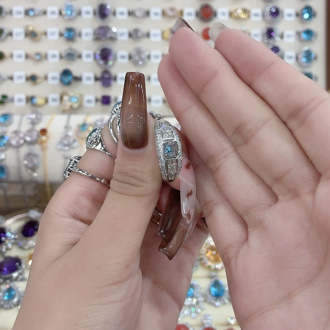 小***洒戒指银S925镶嵌托帕石