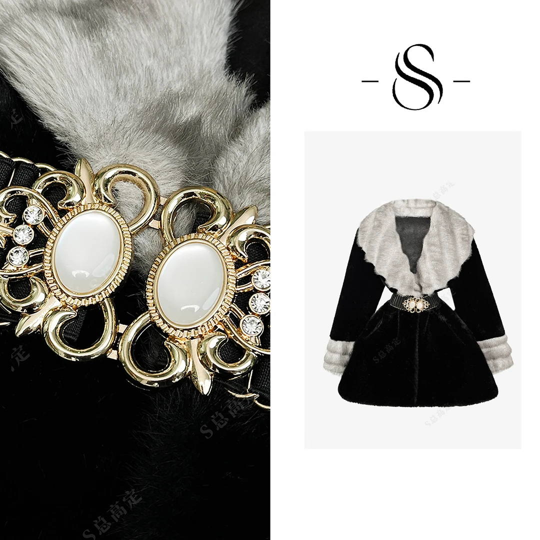 【莎总专属】冬季新款轻熟风V领高级感束腰减龄显瘦中长外套女D0164