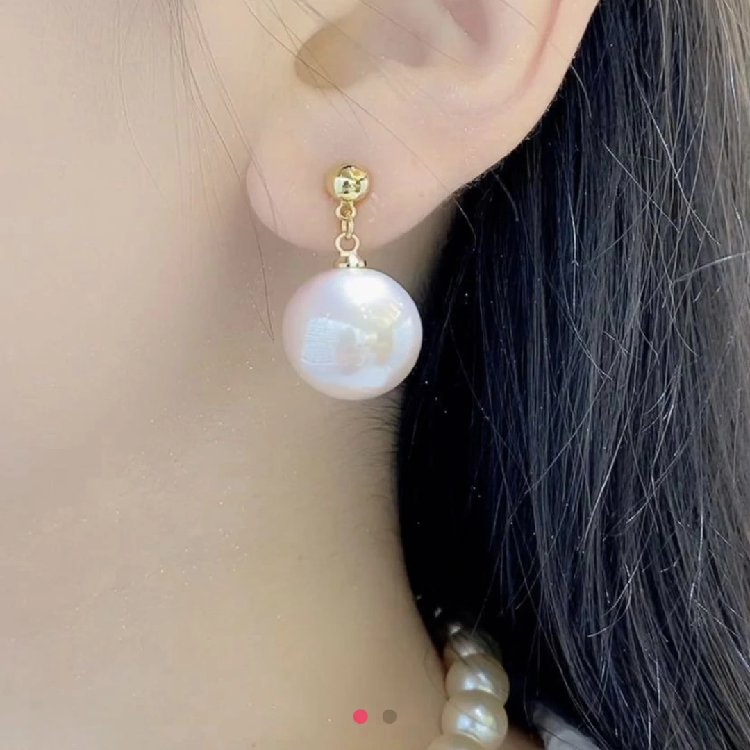 铜合金仿珍珠耳饰 铜合金仿珍珠耳饰 蜜桃粉色白月光耳环百搭