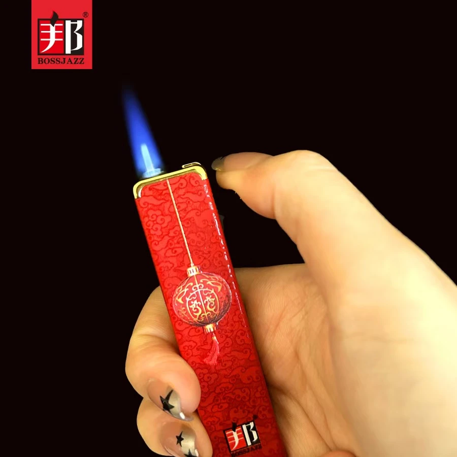 邦爵BOSSJAZZ防风打火机男士个性金属蓝色火焰小巧便携耐用可定制