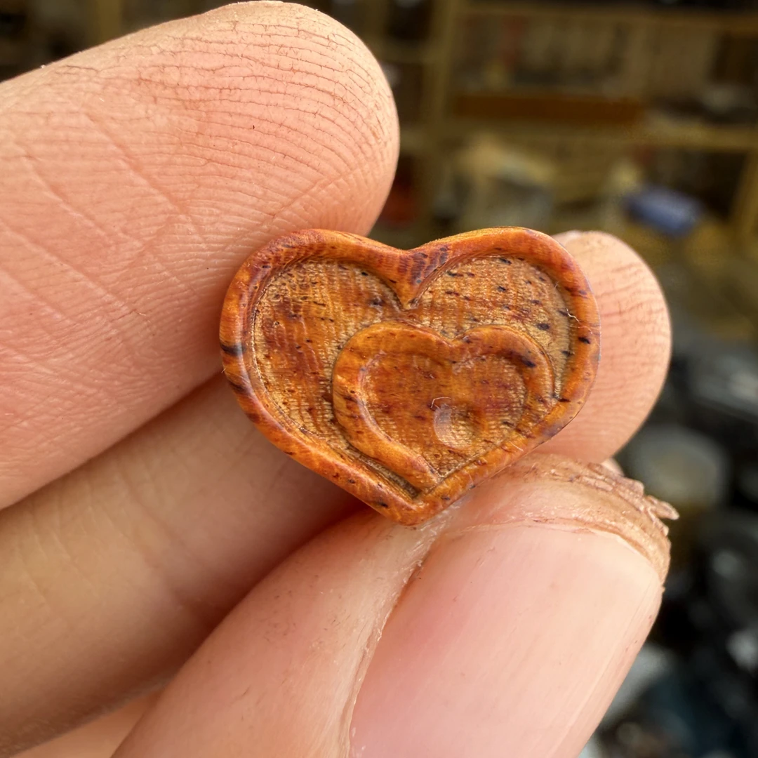【红降雕刻】【新款】海南红降 海南黄檀结香 心心相印1.4cm