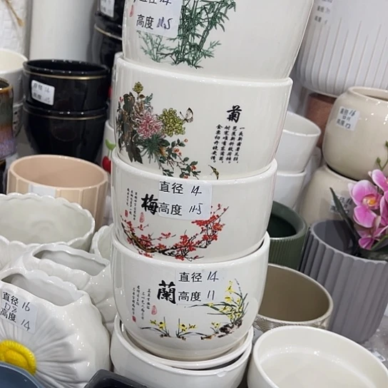多肉绿植陶瓷花盆9.9包邮，有孔