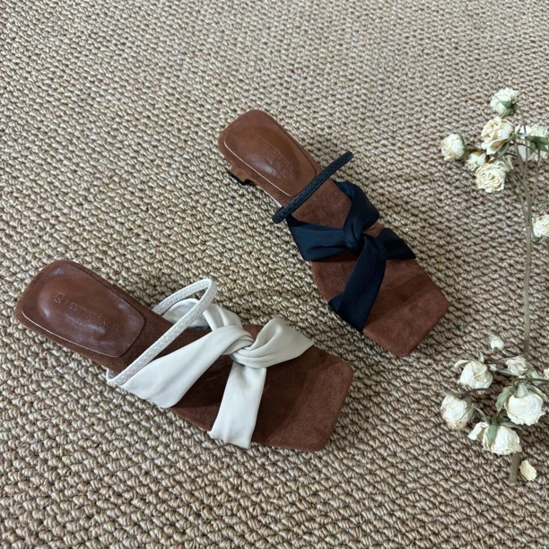 【觅而】2025夏季新款方头交叉凉拖626-1