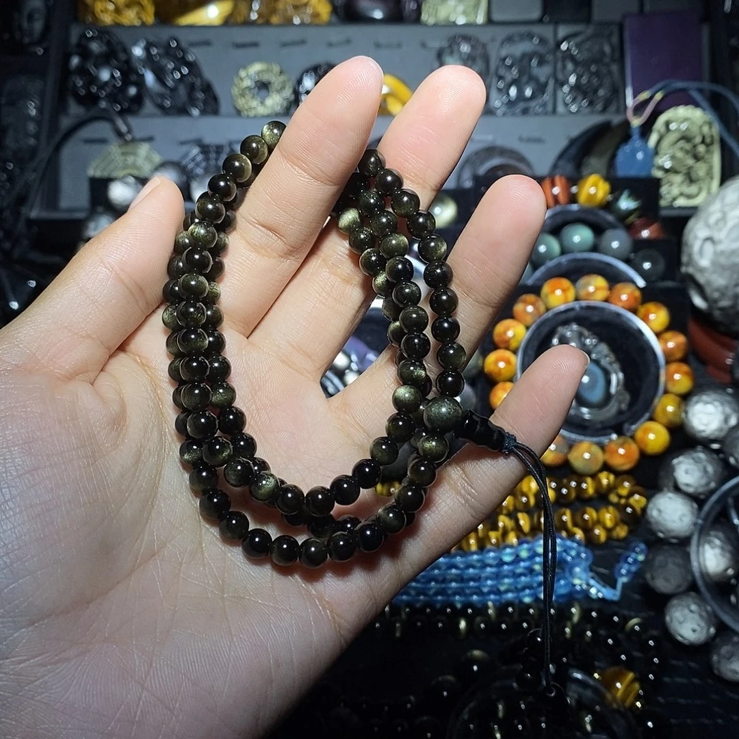 L***5黑曜岩未镶嵌手链