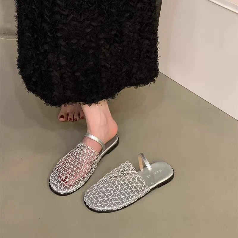 （柚子同款）夏款镂空清凉休闲软底包头半托808-1