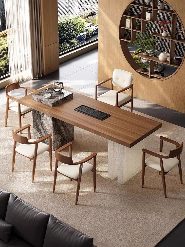 岩板意式轻奢岩板阳台岛台茶桌椅组合泡茶台高端家用2025新款