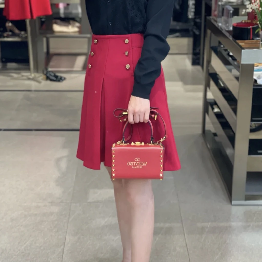 99新 YSL/圣罗兰 红色半裙/A0848
