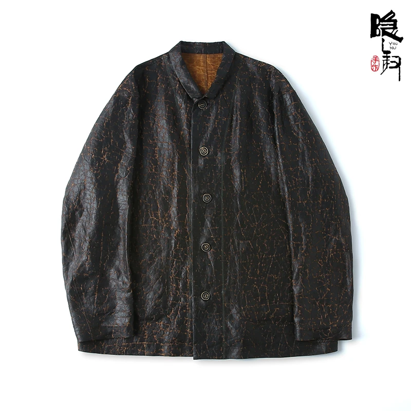 隐叙原创《山涧》双面穿香云纱桑蚕丝缎龟爆裂龟(35姆米)6088