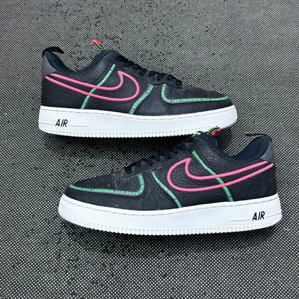90新 NIKE/耐克 41码 空军一号 af1 黑绿 条纹 无盒 复古板鞋