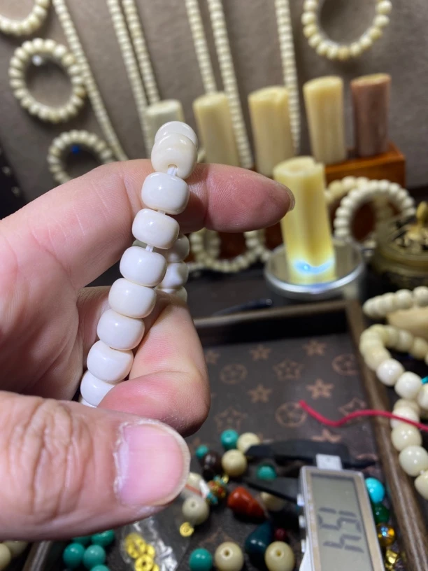 西藏天然牛骨精品单珠9*12男女款手串手持文玩手链佛珠念珠饰品