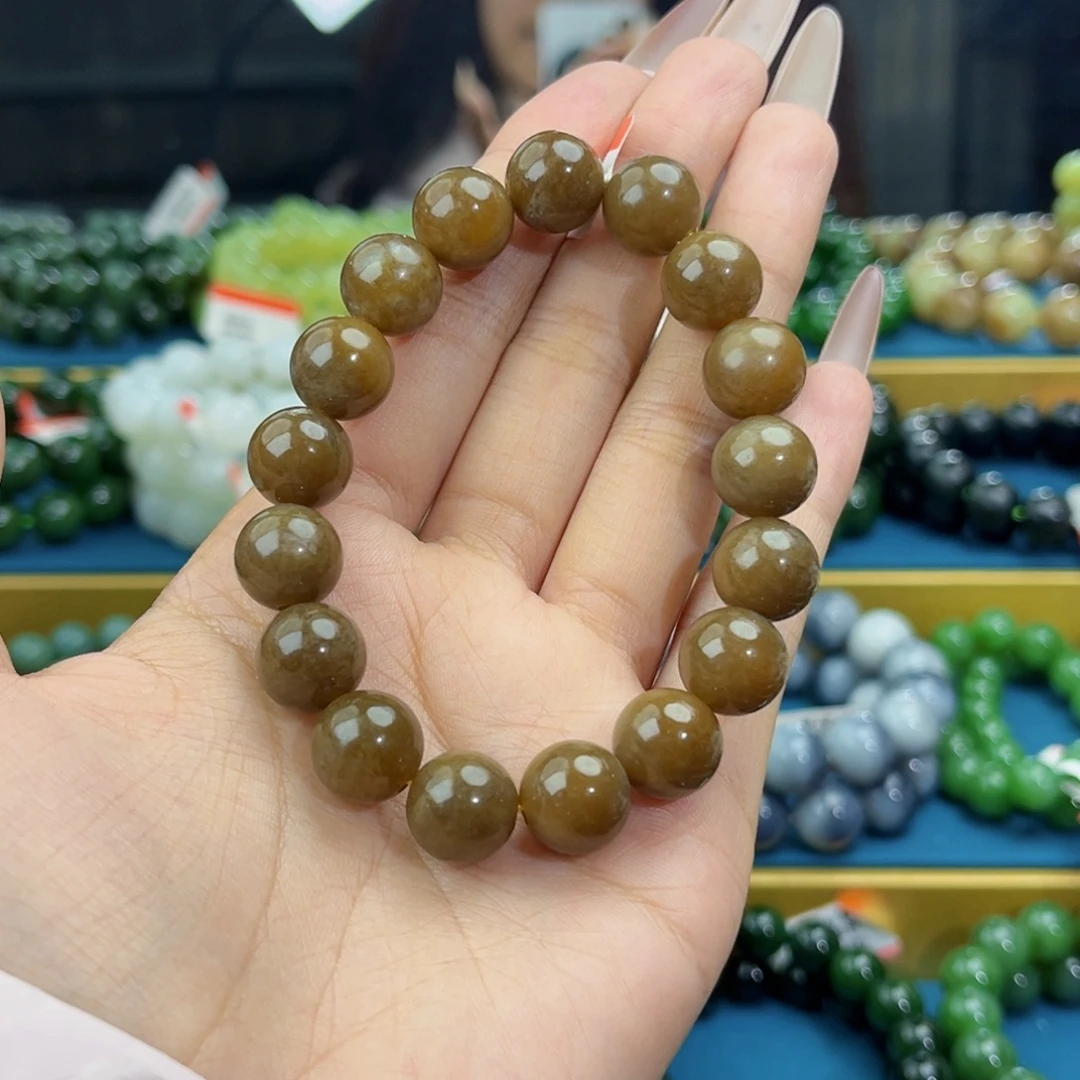 山***和田玉未镶嵌手链天然和田玉新疆且末老红糖手串12