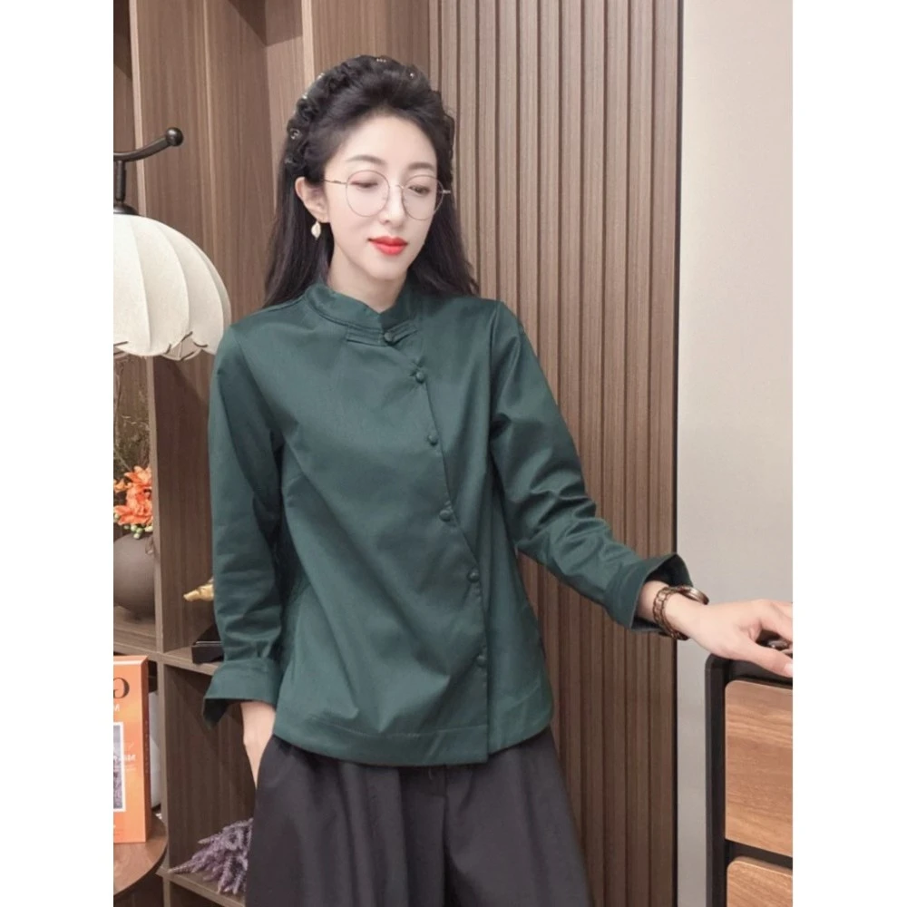 2025冬季新款新中式国风加绒衬衫女时尚 百搭加厚保暖小衫打底衫