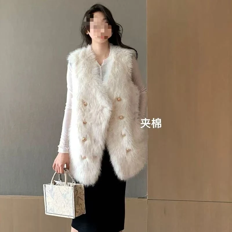 1112#小香毛绒夹棉长款马甲（衣长70CM）