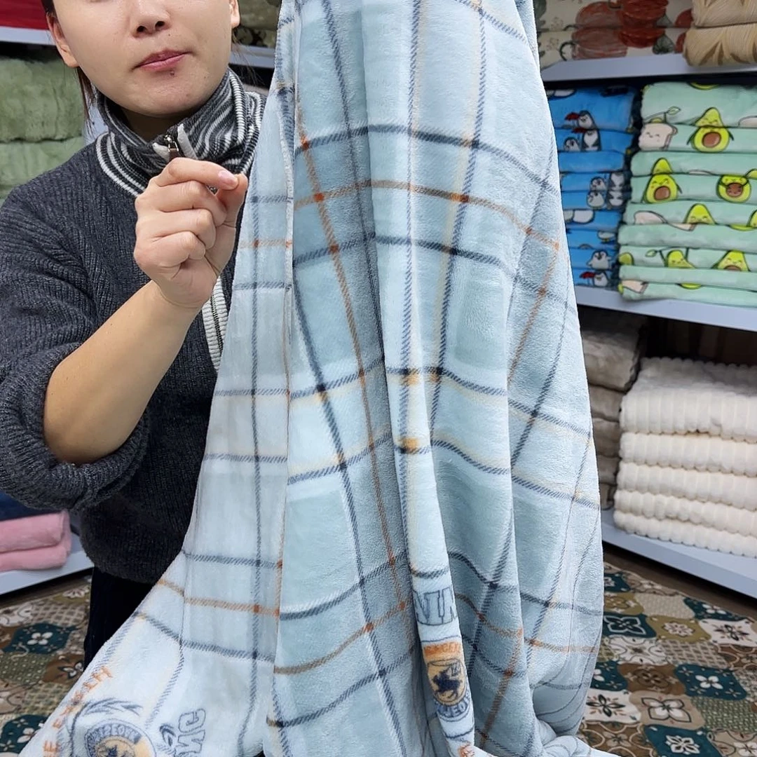 羊羔毛200.230格子双面绒毯