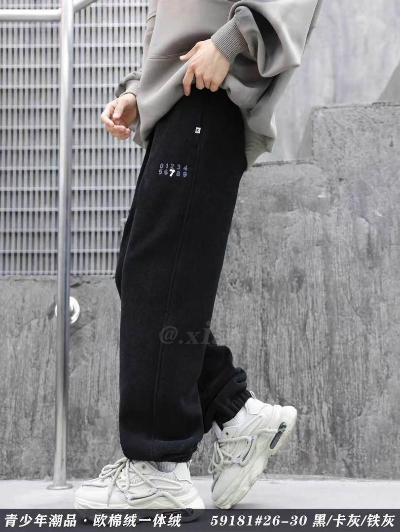 【59181-黑色】青少年秋冬加绒款运动卫裤