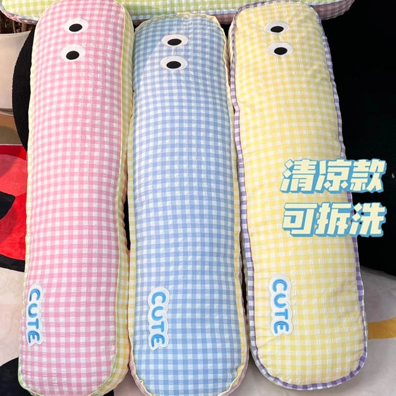 夏季可爱格子抱枕女生睡觉长条夹腿侧睡专用卧室枕头床上靠枕靠背