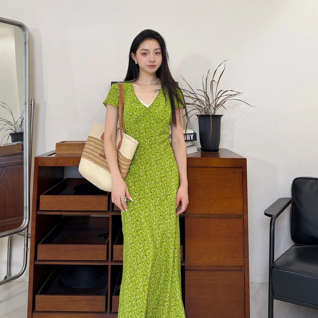 euri夏日来信丨100桑蚕丝45°斜裁丨16姆米双绉飞袖连衣裙-MY6009