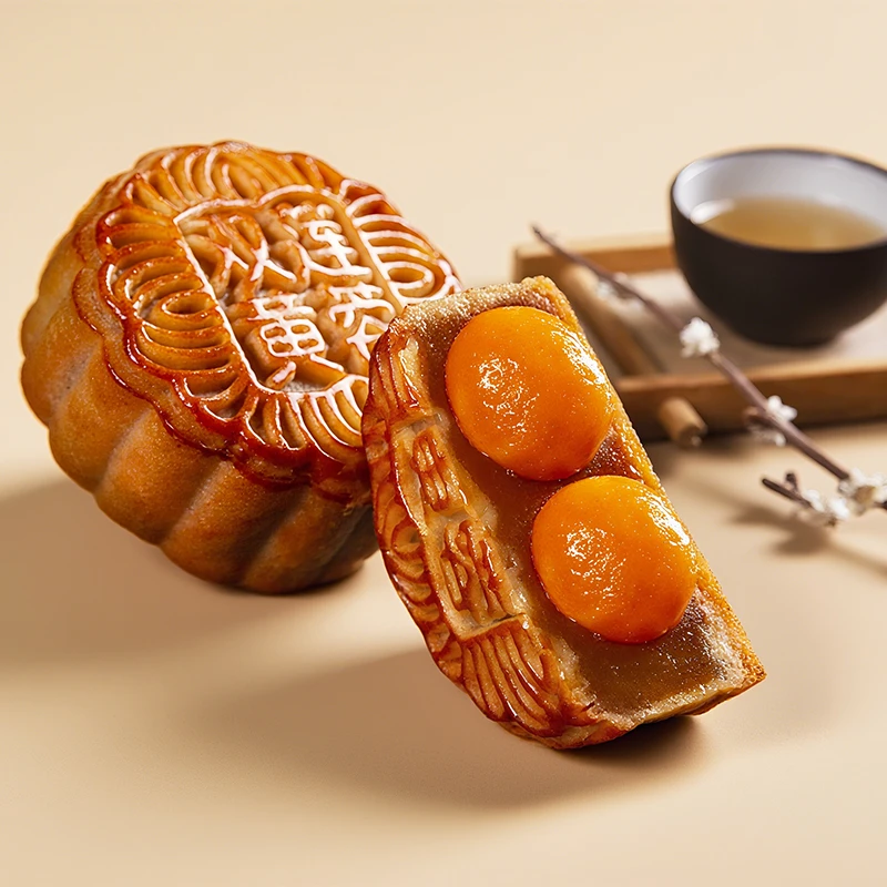 【买一送一双蛋黄月饼】经典广式双蛋黄莲蓉月饼中秋送礼佳品传统