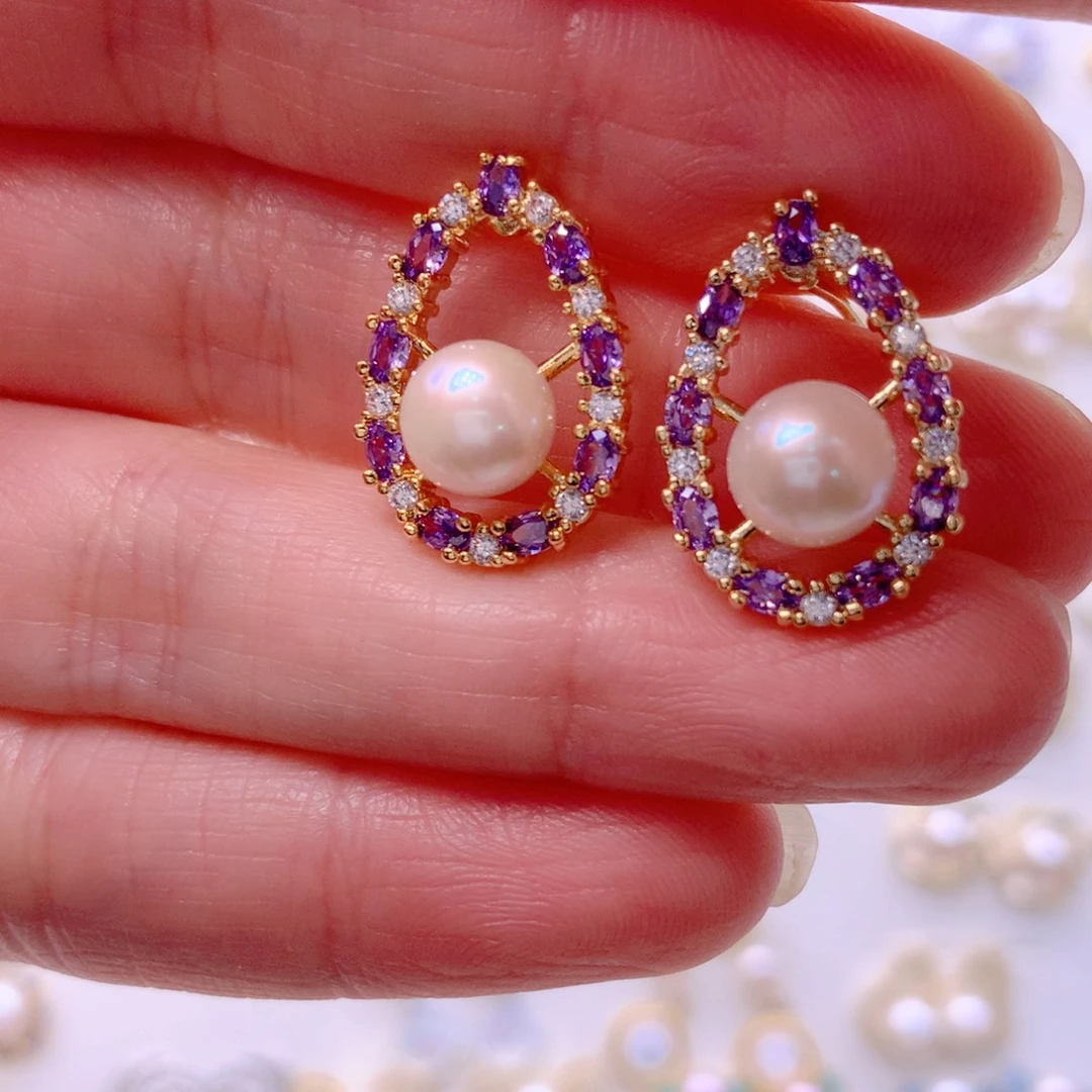 淡水珍珠耳饰合金