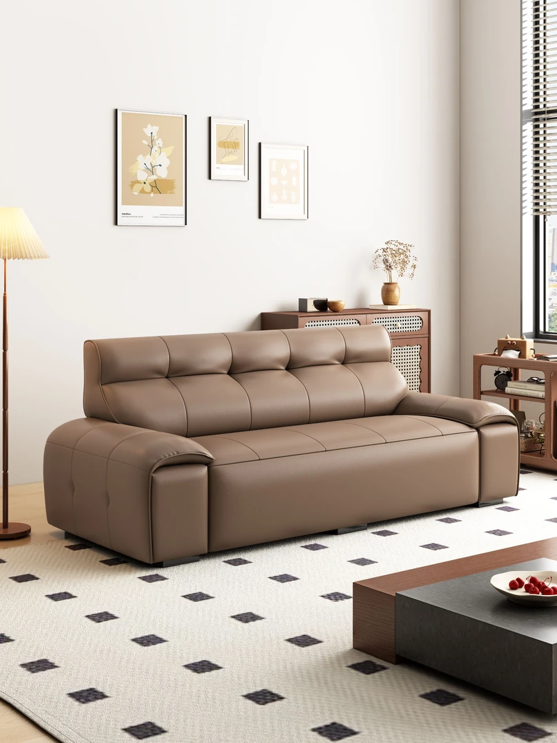 小户型牛皮沙发设计师款单人双人卧室客厅三人位公寓办公皮艺沙发