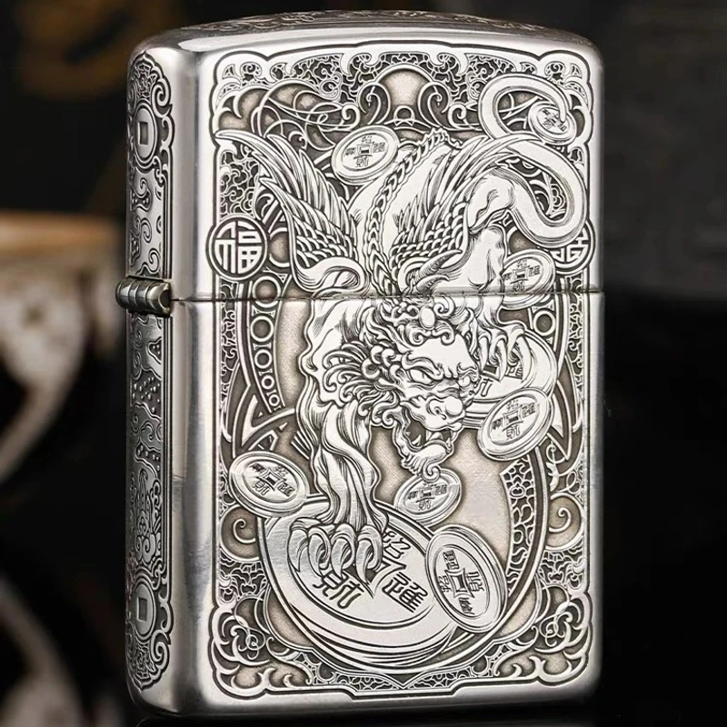 ZIPPO正品打火机-DIY-银常规-五面精雕貔貅DY9918DK【凯亚1】