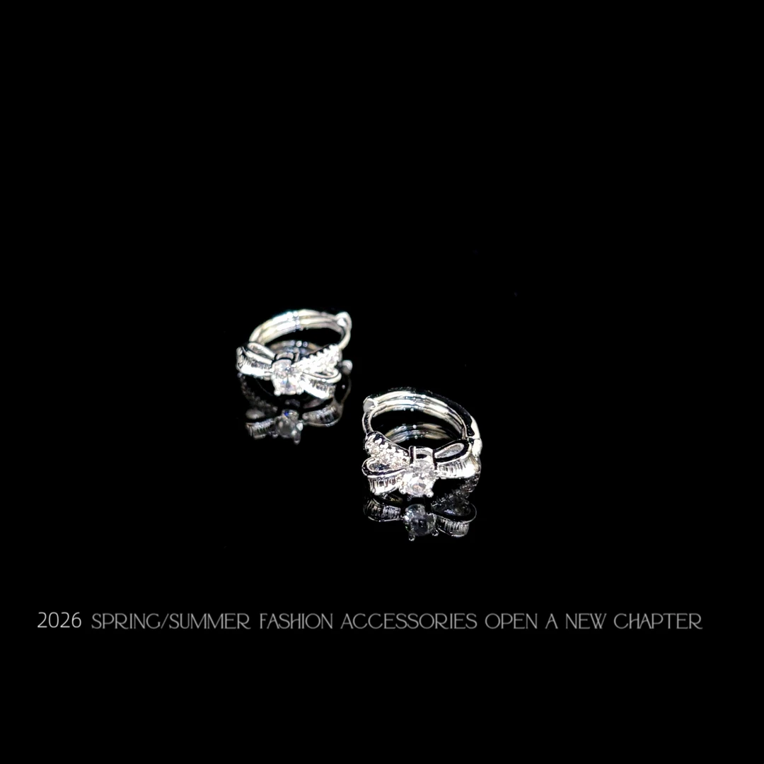 铜合金耳饰 镀白金 2026款G2040【缎光星结】BOBAOLI 耳环