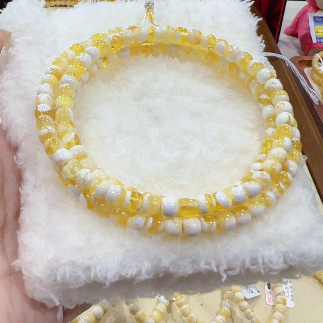 蜜蜡手链未镶嵌用****85.5m金漆白长串