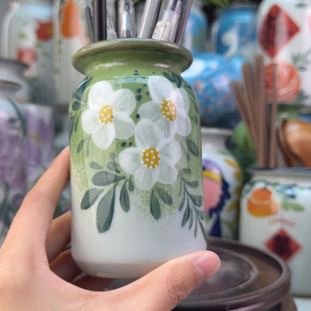 景德镇陶瓷手绘花瓶无孔